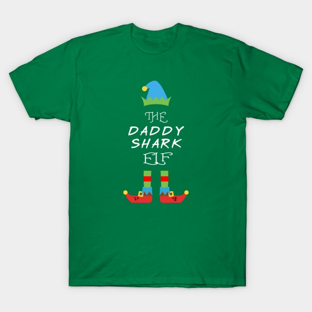 The Daddy Shark Elf Matching Family Group Christmas Party T-Shirt by CareTees